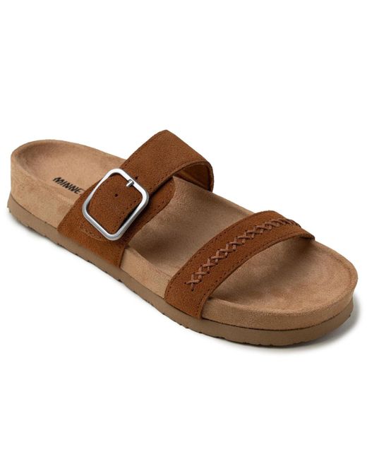Minnetonka Brown Gideon Suede 2-strap Buckle Sandals