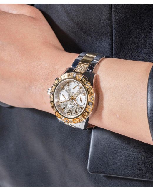 Guess Metallic Multi-function Two-tone Stainless-steel Watch 40mm