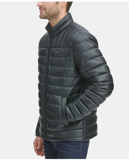 Tommy Hilfiger Black Faux Leather Quilted Jacket Pictures