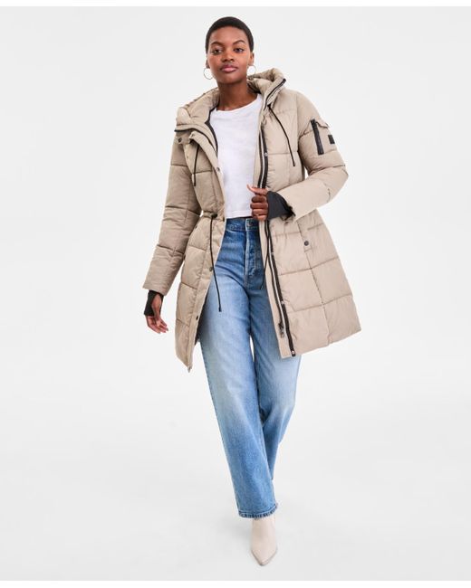 Steve Madden Blue Hooded Puffer Utility Coat