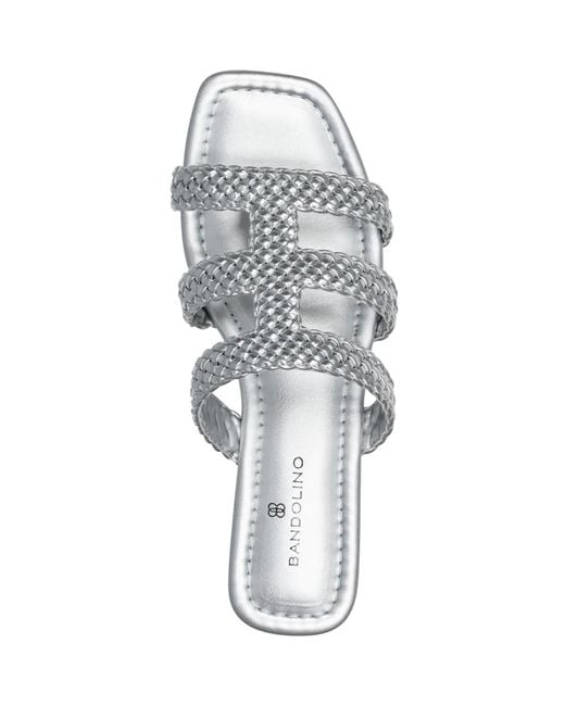 Bandolino White Sumer Woven Caged Flat Slide Sandals
