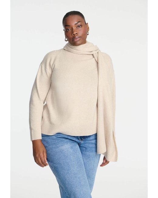 Eloquii Blue Elements Plus Size Scarf Neck Sweater