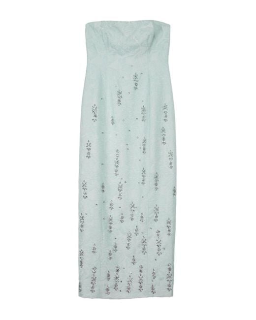 Karen Millen White Crystal Embellished Strapless Midi Dress