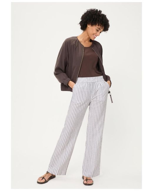 Olsen White Stripe Pull-on Pant
