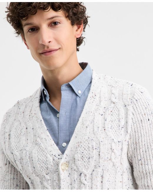 Club Room White Elv Cable Cardigan Sweater for men