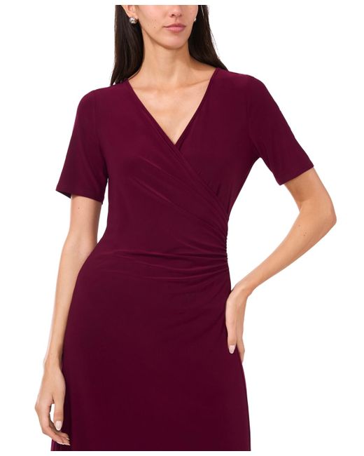 Fire Red Elbow Sleeve Midi Dress