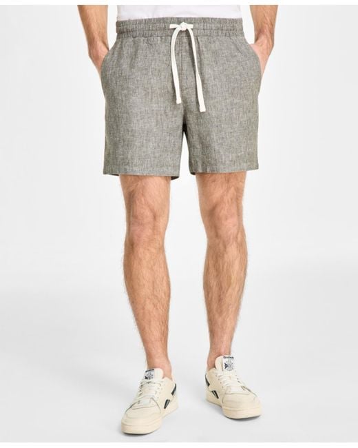 Sun & Stone Gray Sun + Stone Chase Regular-fit 6" Linen Blend Shorts for men