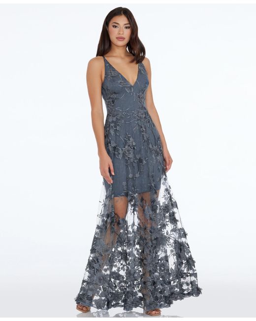 Dress the Population Women's Blue Sydney Lace Floral-applique Gown -  www.ice4pros.com.br