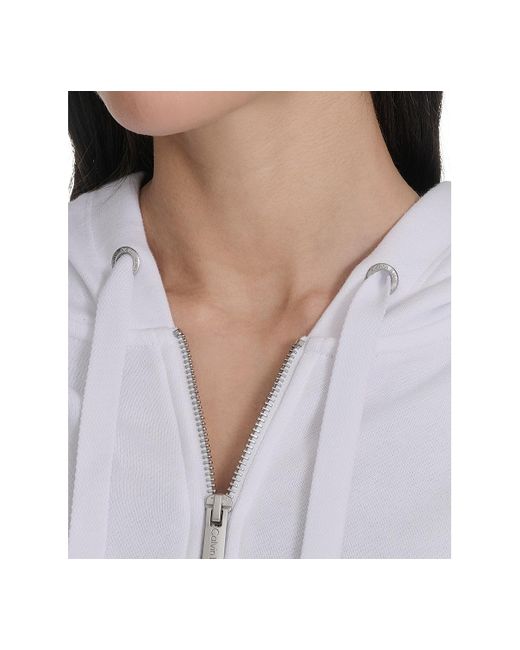 Calvin Klein White Performance French Terry Zip Hoodie
