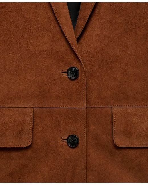 Mango White Straight Suede Jacket