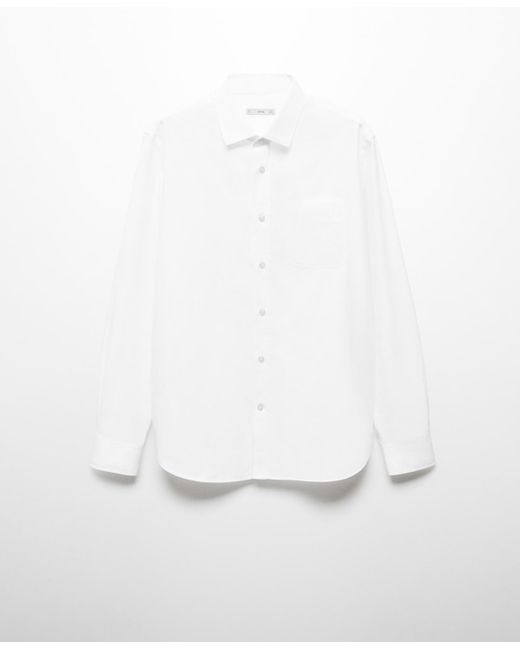 Mango White Slim Fit Cotton Shirt for men