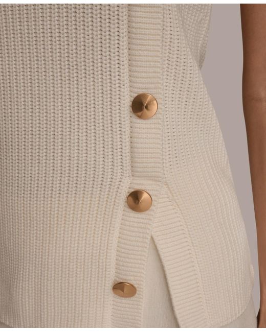 Donna Karan Natural Crewneck Sleeveless Sweater