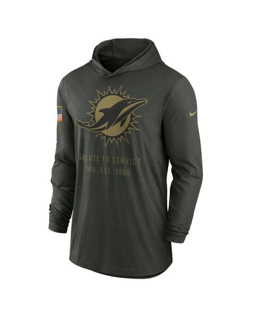 Nike Gray Miami Dolphins 2025 Salute To Service Sideline Dri-fit Lightweight Hooded Pullover Sweatshirt for men