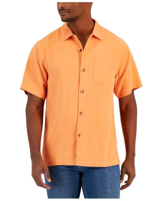 Tommy Bahama Orange Al Fresco Tropics Silk Short-sleeve Shirt for men