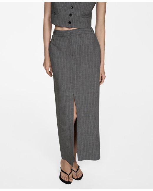 Jupe Crayon Gap Taille 12, Grise à Rayures, Mélange De Laine, Femme