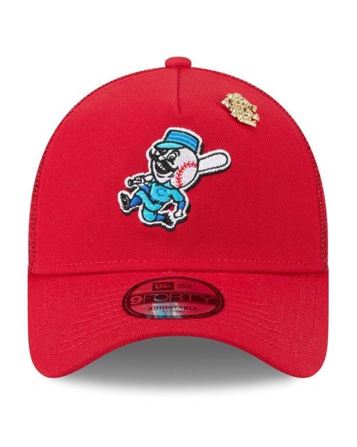 KTZ Red Cincinnati S 2025 Big League Chew A-frame 9forty Adjustable Trucker Hat for men