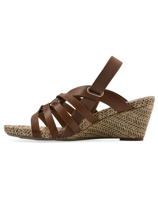 White Mountain Brown Ataps Round Toe Wedge Sandals