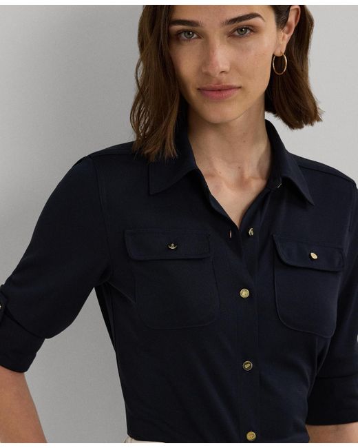 Tab Sleeve Button Front Blouse main image 1