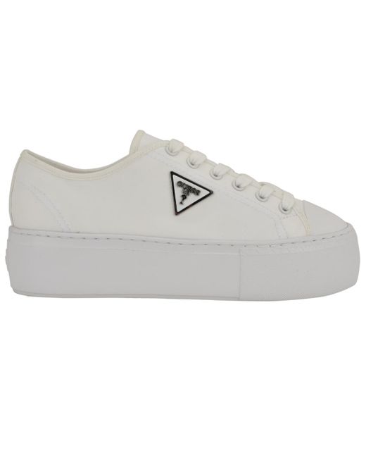 Guess Gray Joezi Triangle Logo Platform Lace-up Sneakers