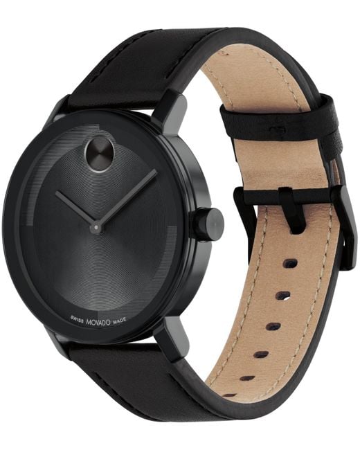 Movado Black Bold Evolution 2.0 Swiss Quartz Leather Watch 40mm for men