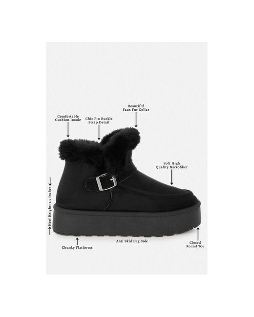 LONDON RAG Black Linka Pin Buckle Detail Snow Boots