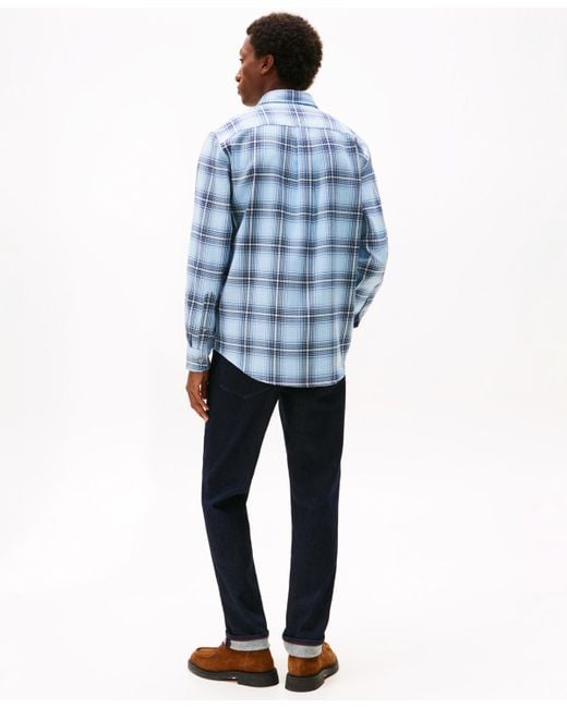 Tommy Hilfiger Blue Regular-fit Blend Checked Shirt for men