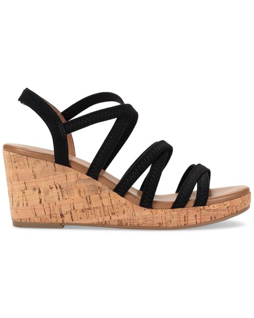 Style & Co. Black Arloo Strappy Elastic Wedge Sandals