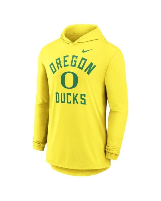 Nike Yellow Oregon Ducks Classic Arch Tri-blend Performance Long Sleeve Hoodie T-shirt for men