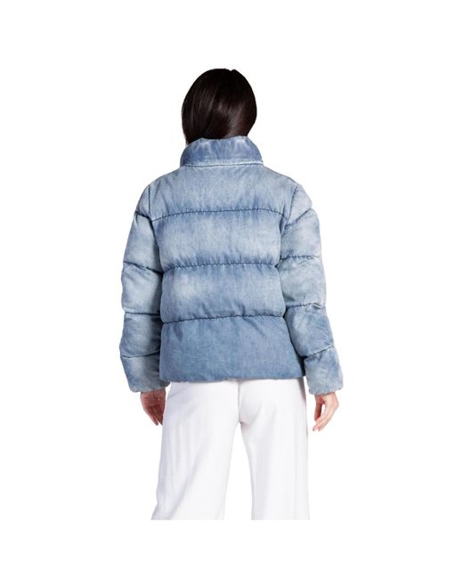 Standards & Practices Blue Bleached Denim Puffer Jacket