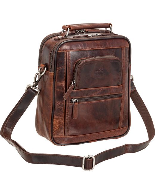 Mancini Brown Buffalo Double Compartment Bag for men