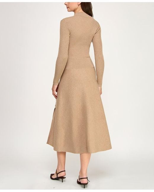 Invitee Long Sleeve Fit & Flare Sweater Dress in Natural | Lyst