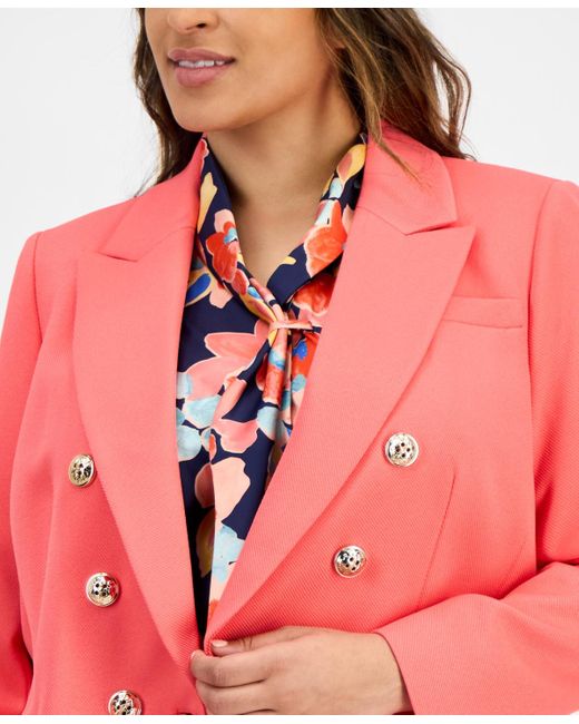 Tahari Red Plus Size Twill Blazer
