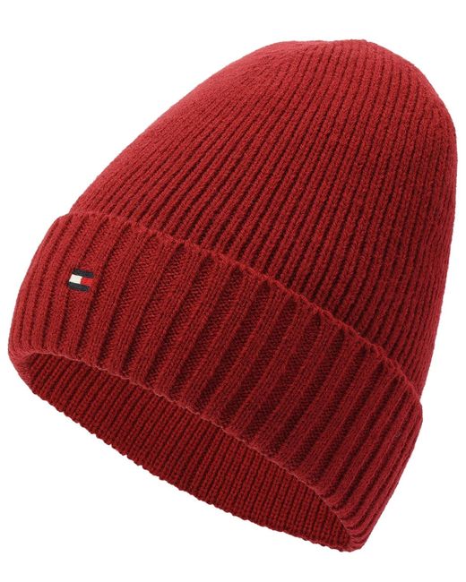 Tommy Hilfiger Red Core Flag Rib Cuff Hat for men