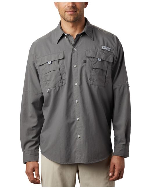Columbia Gray Bahama Ii Long Sleeve Shirt for men