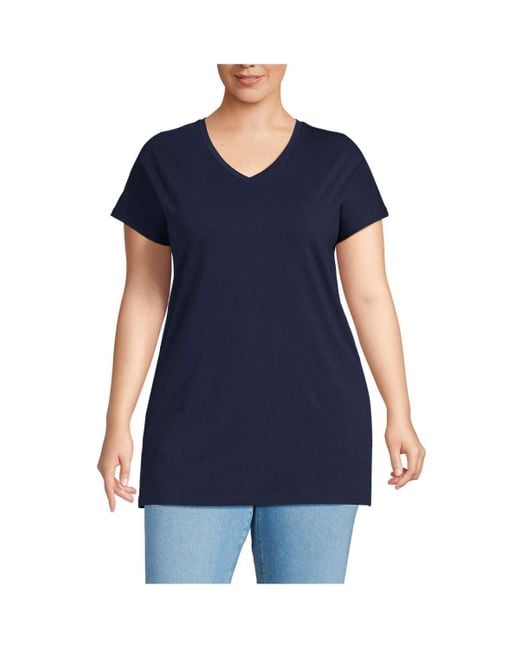 Lands End Plus Size Lightweight Jersey Extra Long Tunic in Blue Lyst