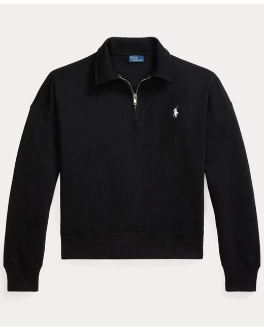 Polo Ralph Lauren Black Lightweight Fleece Quarter-zip Sweatshirt