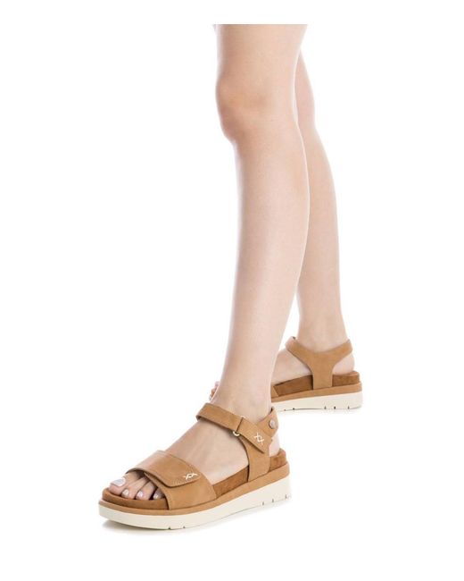 Xti Brown Suede Flat Sandals By