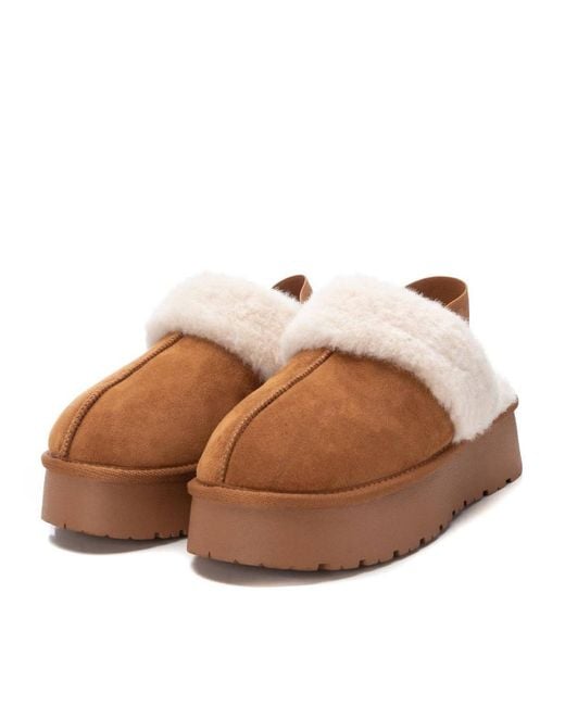 Xti Brown Winter Suede Clogs By