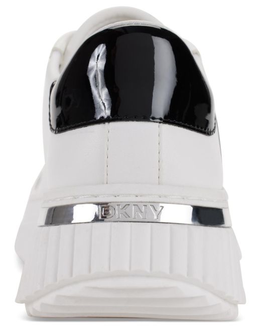 DKNY White Leon Lace-up Logo Sneakers