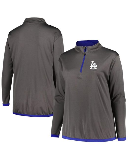 Profile Los Angeles Dodgers Plus Size Quarterzip Jacket in Gray Lyst