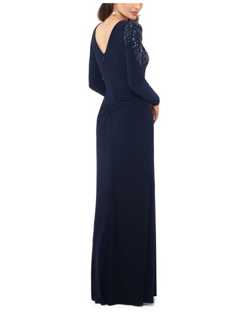 xscape long sleeve gown