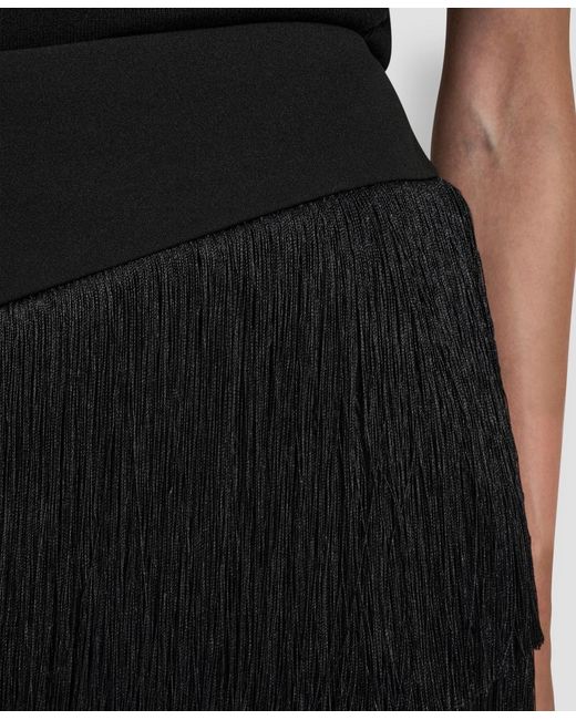 DKNY Black High-low Fringe Detail Skirt