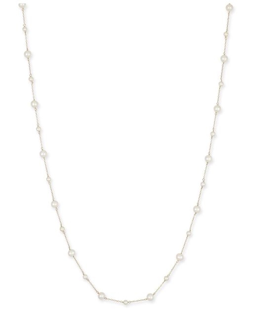 Macy's Metallic Cultured Freshwater Pearl (4-1/2mm & 7mm) Chain Long Necklace In 14k Gold-plated Sterling Silver