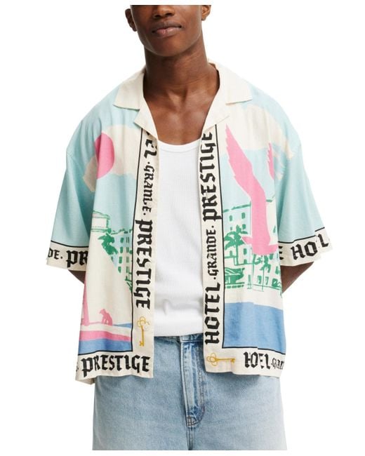 Cotton On White Cabana Short Sleeve Shirt for men