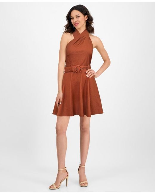 Rachel Roy Joanna Mini Belted A-line Dress in Natural Lyst