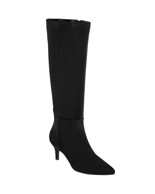 Marc Fisher Women's Black Glint Pointy Toe Tall Boots Regular Wide