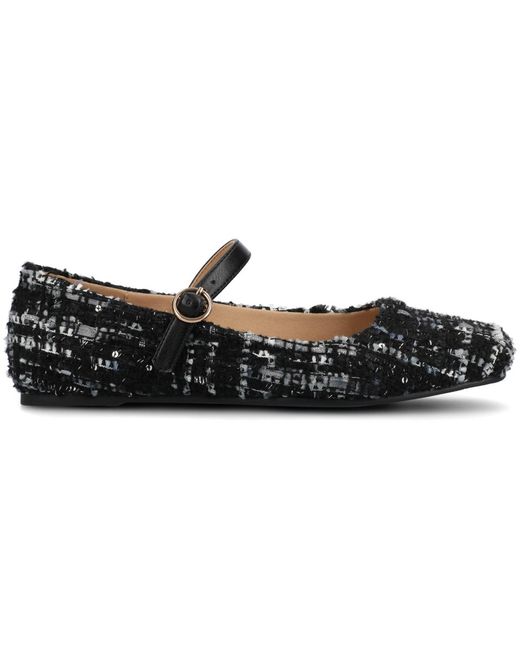 Journee Collection Carrie Square Toe Mary Jane Flats in Black | Lyst