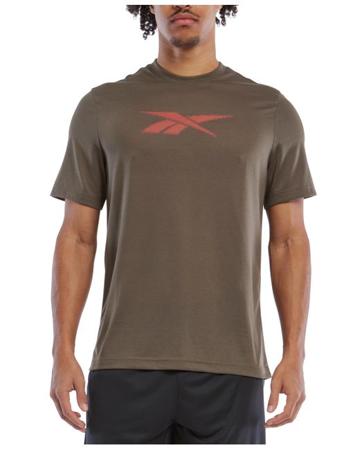 Reebok Brown Vector Performance Short Sleeve Logo Graphic T-shirt for men