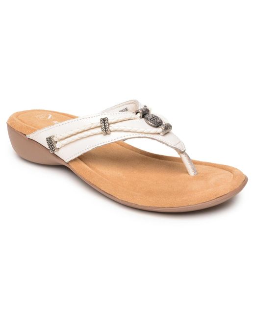 Minnetonka White Silverthorne 360 Thong Sandals