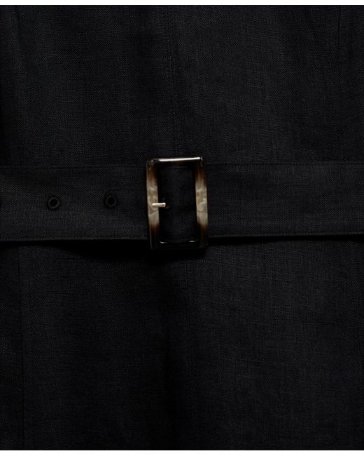Mango Black Flared Linen Dress